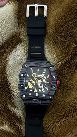 Fitron automatic men's black sport watch with red crown - good condition