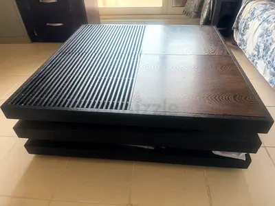 Modern Square Coffee Table with Slatted Design
