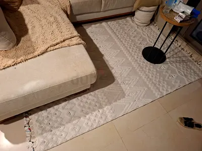 Light beige textured living room rug - good condition