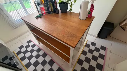 Solid Wood Kitchen Island Cart with Storage Drawers - Very Good Condition
