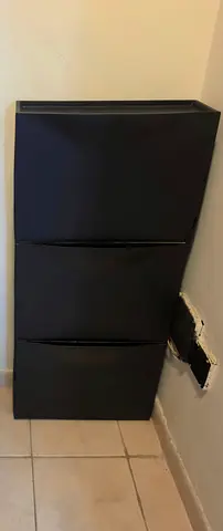 Slim 3-Drawer Black Shoe Cabinet / Narrow Storage Unit