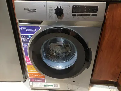 8kg Front Load Washing Machine - Super General, Inverter Motor (Silver)