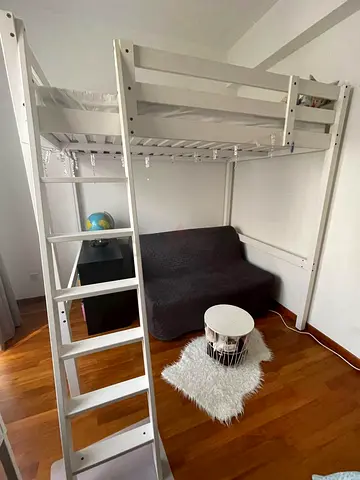 IKEA White wooden loft bed with ladder - good condition