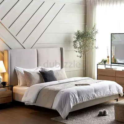 Tall splited wing back headboard king size bed frame
