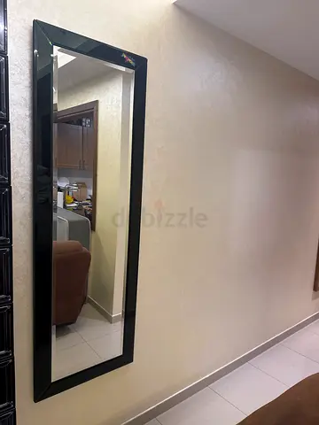 Large Full-Length Wall Mirror with Black Frame - Good Condition