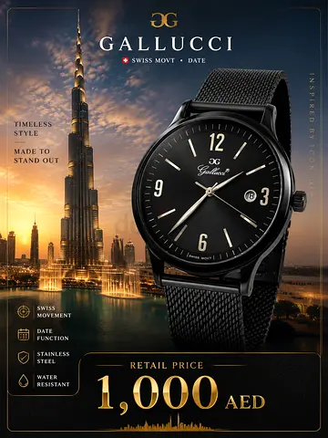 Gallecci Black Men’s Analog Mesh Strap Watch - Good Condition