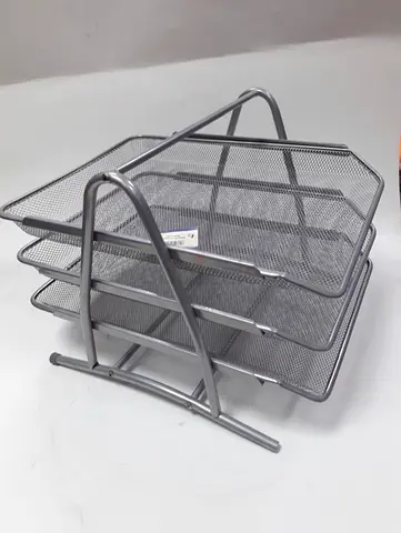 Metal 3-Tier Mesh Desk Tray Organizer - Silver