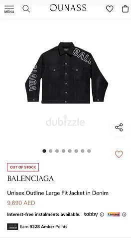 Balenciaga Unisex Outline Large Fit Denim Jacket - Black, Size Large