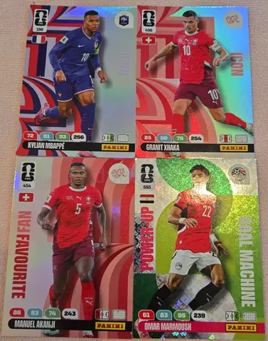 4 Rare Panini FIFA Cards – Mbappé, Xhaka, Akanji & Marmoush