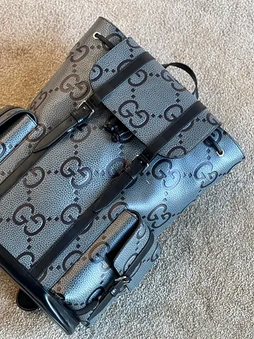 Gucci large jumbo GG grey and black backpack