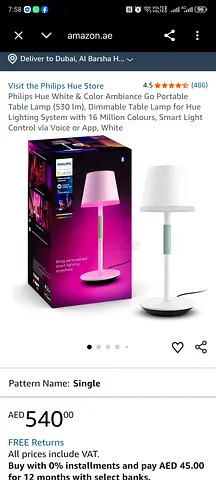 Philips Hue White & Color Ambiance Go Portable Table Lamp - White