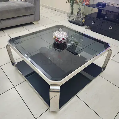 Modern Glass Center Table with Chrome Base