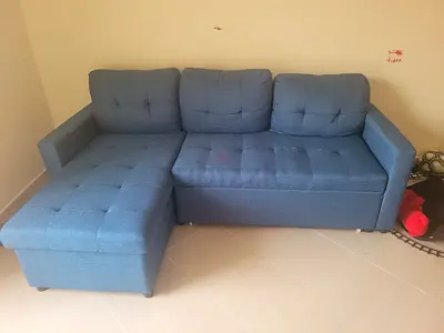 L shaped Sofa cum bed with storage