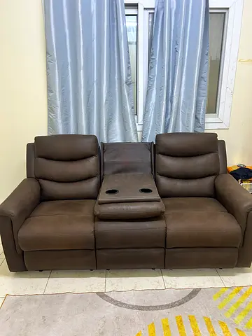Vatican 3-Seater Leather Look Fabric Recliner Sofa with Dropdown Table