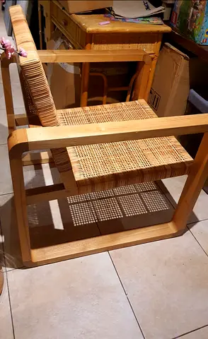 Solid Wood Armchair with Woven Seat and Backrest. Unused. Worth Over AED 2,500. Selling: AED. 990.