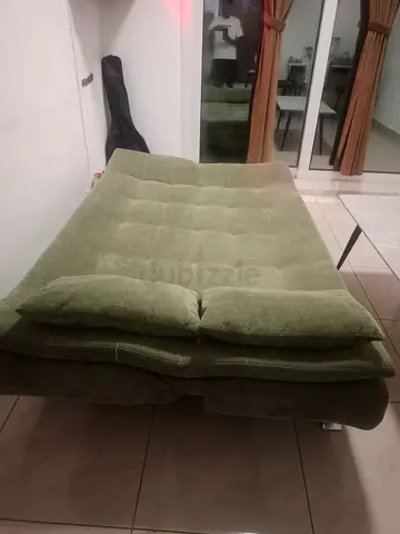 Green foldable futon sofa bed - good condition