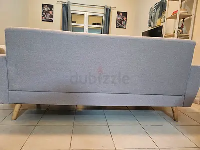 Light Grey 3-Seater Sofa with Wooden Legs - Excellent Condition