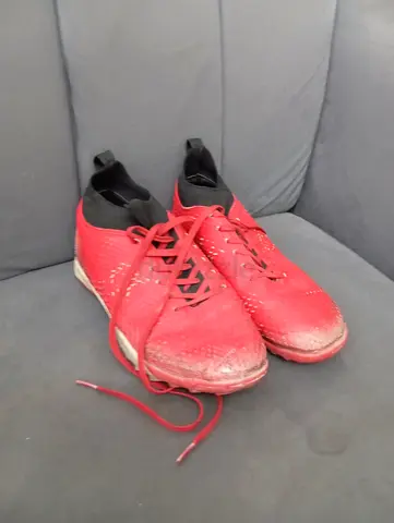 Pair of red football/soccer boots, used, size 38