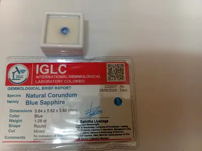 Natural Round Blue Sapphire 1.06ct with IGLC Certificate