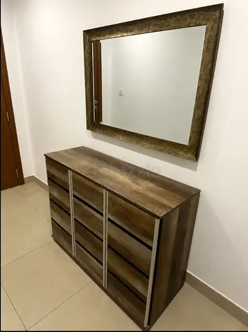 Wooden shoe rack with Matching Wall Mirror - Rustic Finish
