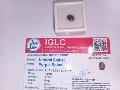 Natural Purple Spinel Gemstone 1.09 ct with IGLC Certificate
