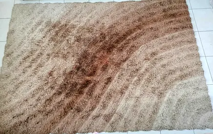Beige & brown shaggy rug - 160x120cm, good used condition