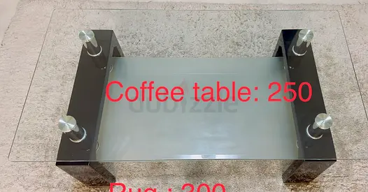 Glass Top Coffee Table with glass Shelf - excellent Condition