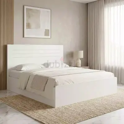 Modern minimalist white MDF super king bed