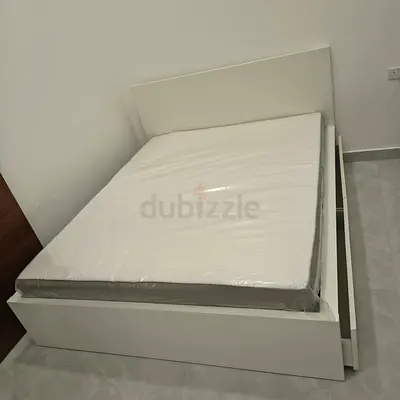 IKEA Malam queen size 160×200cm bed frame with 2 big storage drawers underneath and IKEA mattress
