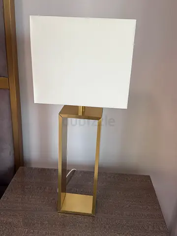Modern Brass Table Lamp with Square White Shade