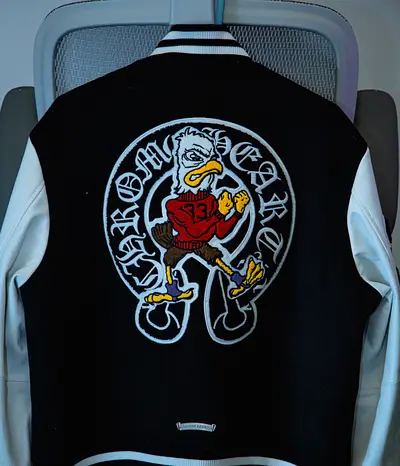 Chrome Hearts Leather & Wool Mascot Varsity Jacket