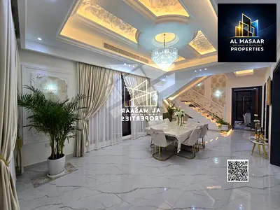 Villa in Al Yasmin, two floors and a roof, central air conditioning, electricity, water and air conditioners included