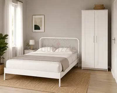 White 2-Door Wardrobe - Compact Bedroom Closet