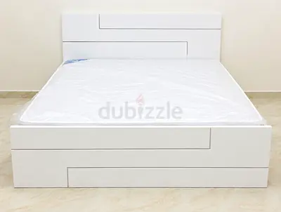 Modern White Double Bed Frame with Headboard - Good quality