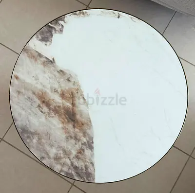 Round Marble-Effect Side Table / Coffee Table Top - Excellent Condition