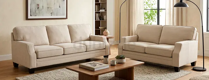 Beige 3-seater and 2-seater Sofa Set - Good Condition