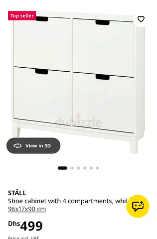 White 4-Compartment Shoe Cabinet (96x17x90 cm) - IKEA STÄLL style