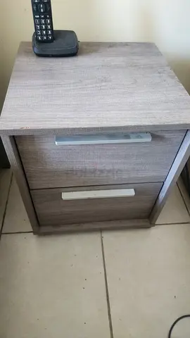 2-drawer bedside table / nightstand in grey wood finish
