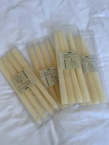 Long wax beige candles