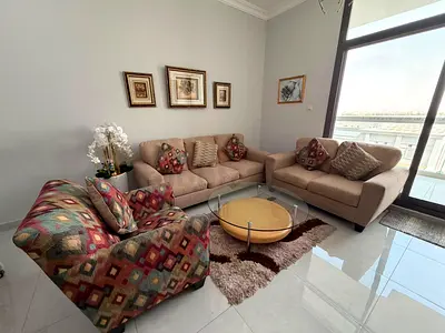6-Seater Sofa Set with Patterned Accent Chair and coffee table - negotiable - Good Condition