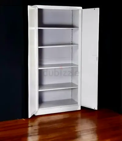 Tall White Metal Storage Cabinet with Adjustable Shelves