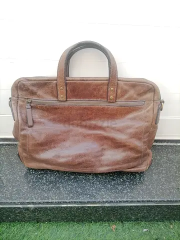 Fossil Brown Leather Briefcase / Laptop Bag - Used