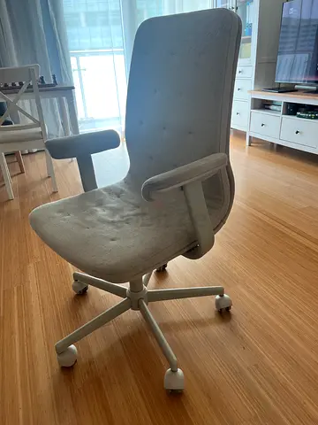Comfortable light grey fabric office chair IKEA Langfjall