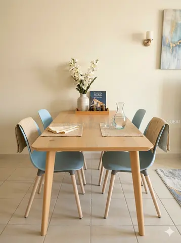 Solid Wood Dining Table with 4 Modern Chairs