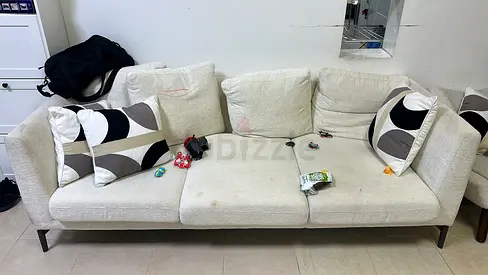 Comfortable 3-Seater Fabric Sofa in Cream from The One