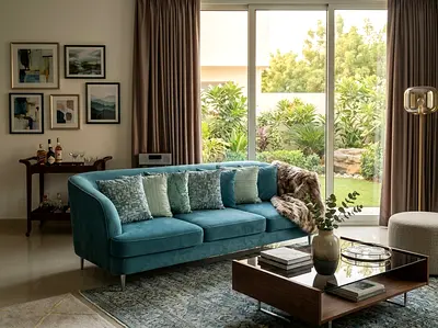 Teal Velvet 3-Seater Sofa in Excellent Condition