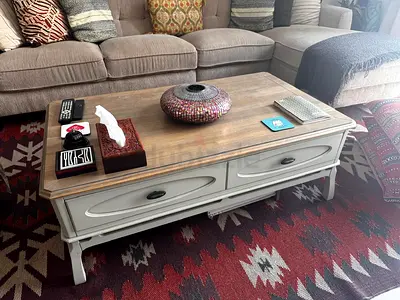Wooden Coffee Table with Storage Drawers