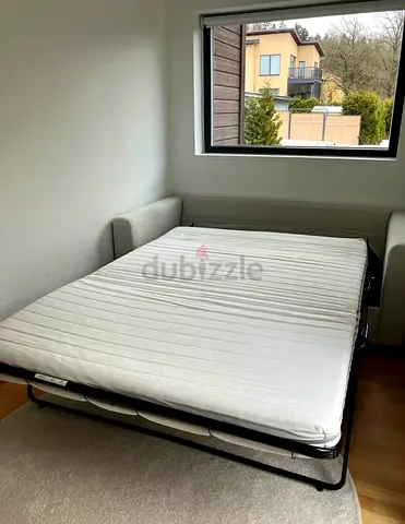 Comfortable Light Grey Sofa Bed with Foldable Mattress