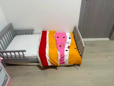 Toddler Bed Frame with Mattress - Grey, Excellent Condition