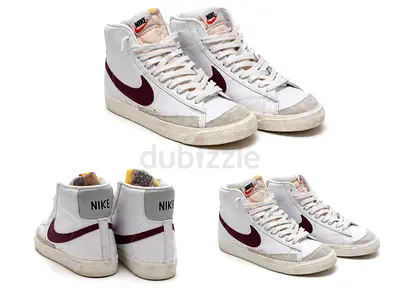 Nike Blazer Mid Vintage White with Maroon Swoosh - Size US 8.5